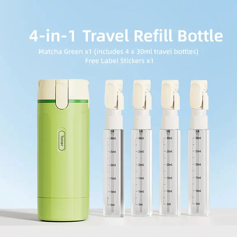 🔥4-in-1 Travel Dispenser Bottle⚡Leak-Proof Refillable Toiletry Organizer