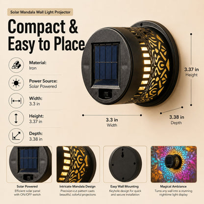 🎖️Solar Mandala Light – Stunning Pattern Projection, 2-in-1 Floor & Wall Design & IP65 Waterproof Auto On/Off 🌿