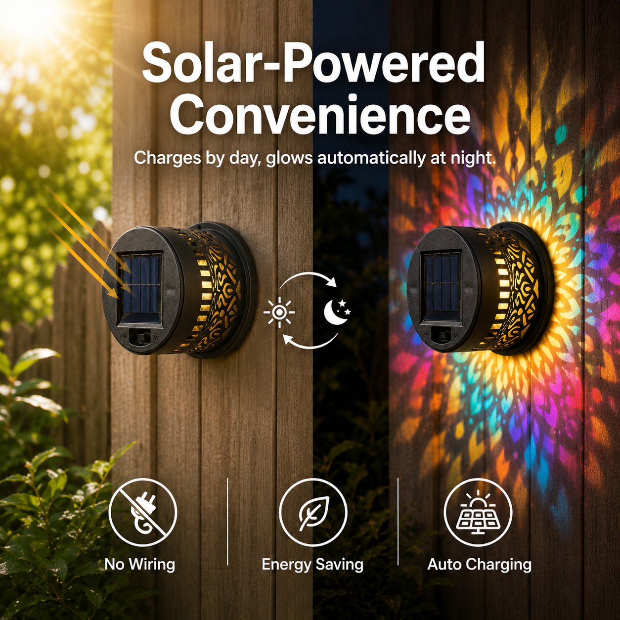 🎖️Solar Mandala Light – Stunning Pattern Projection, 2-in-1 Floor & Wall Design & IP65 Waterproof Auto On/Off 🌿