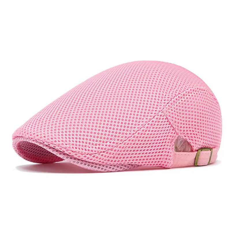 Men's Breathable Mesh Flat Cap – Adjustable Newsboy Ivy Beret Summer Hat
