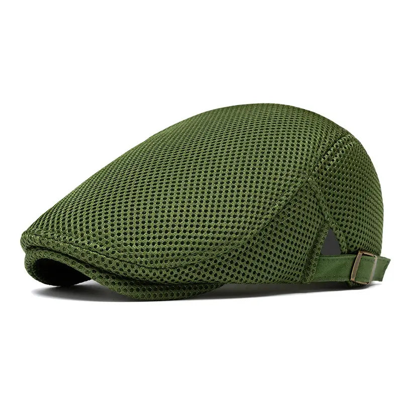 Men's Breathable Mesh Flat Cap – Adjustable Newsboy Ivy Beret Summer Hat