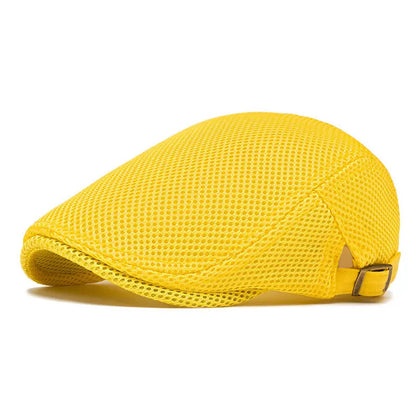 Men's Breathable Mesh Flat Cap – Adjustable Newsboy Ivy Beret Summer Hat