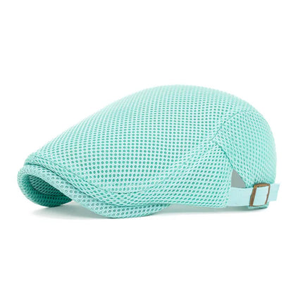 Men's Breathable Mesh Flat Cap – Adjustable Newsboy Ivy Beret Summer Hat
