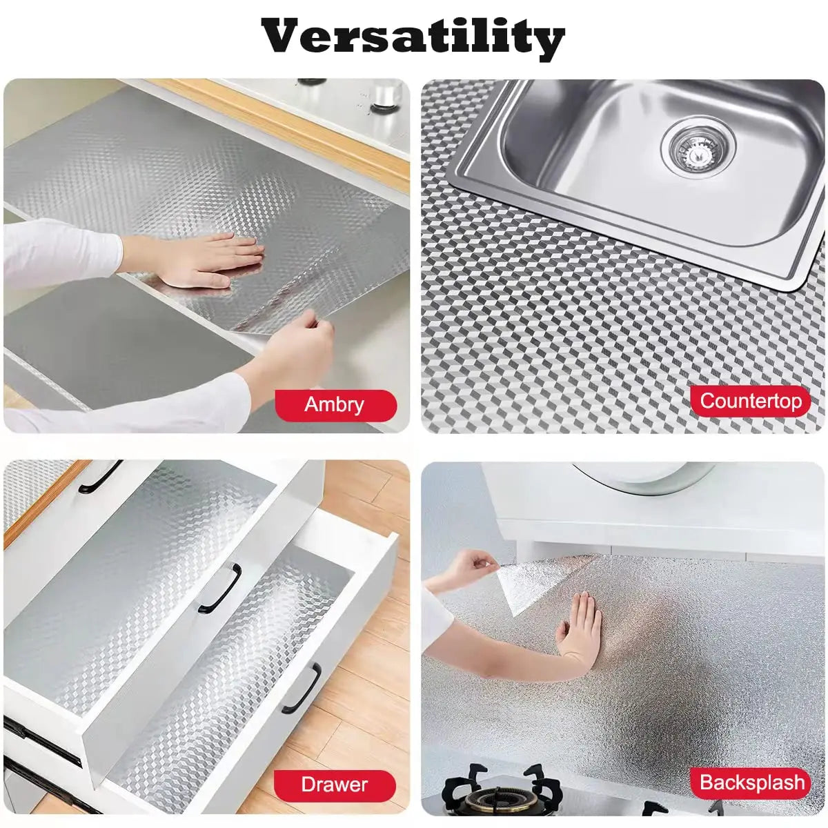 Stainless Steel Kitchen Oil-Proof Adhesive Wallpaper Roll