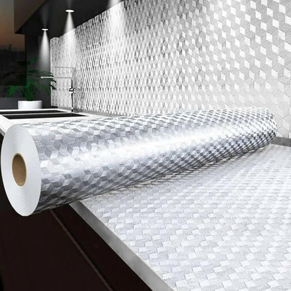 Stainless Steel Kitchen Oil-Proof Adhesive Wallpaper Roll