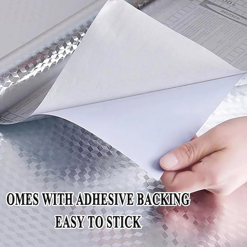 Stainless Steel Kitchen Oil-Proof Adhesive Wallpaper Roll detail view