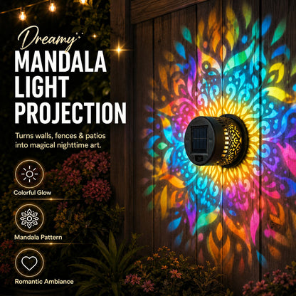 🎖️Solar Mandala Light – Stunning Pattern Projection, 2-in-1 Floor & Wall Design & IP65 Waterproof Auto On/Off 🌿