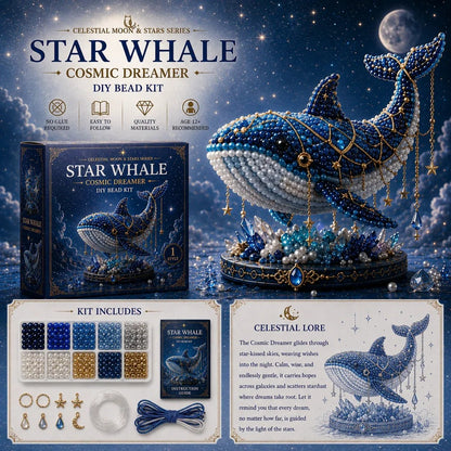 🔥Last Day: BUY 3 GET 1 FREE🌙 Moon Cat Luna Guardian DIY Bead Kit | Celestial Moon & Stars Series