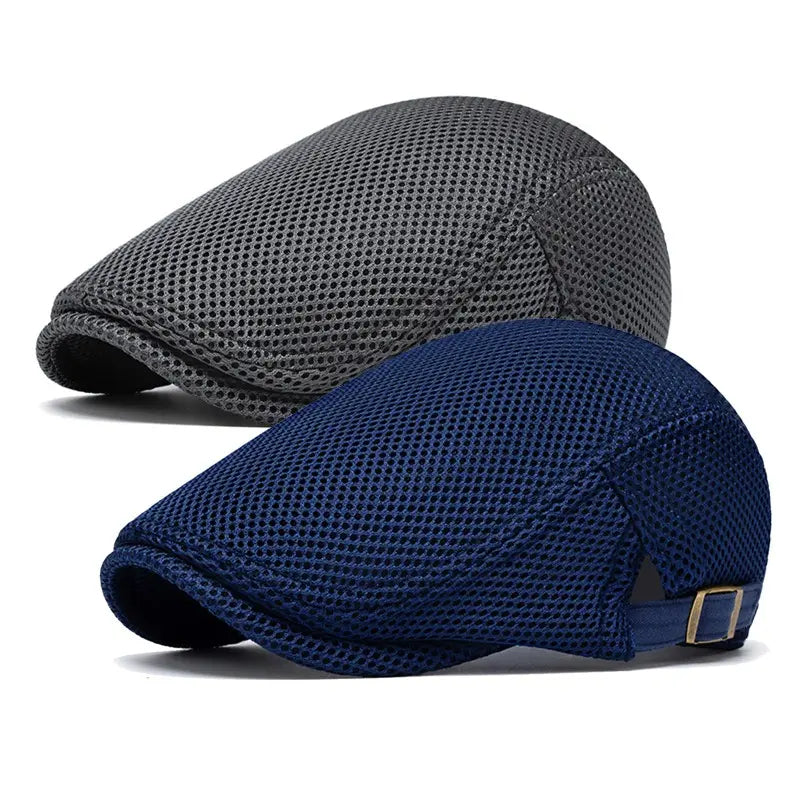 Men's Breathable Mesh Flat Cap – Adjustable Newsboy Ivy Beret Summer Hat