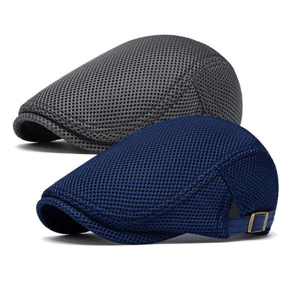 Men's Breathable Mesh Flat Cap – Adjustable Newsboy Ivy Beret Summer Hat