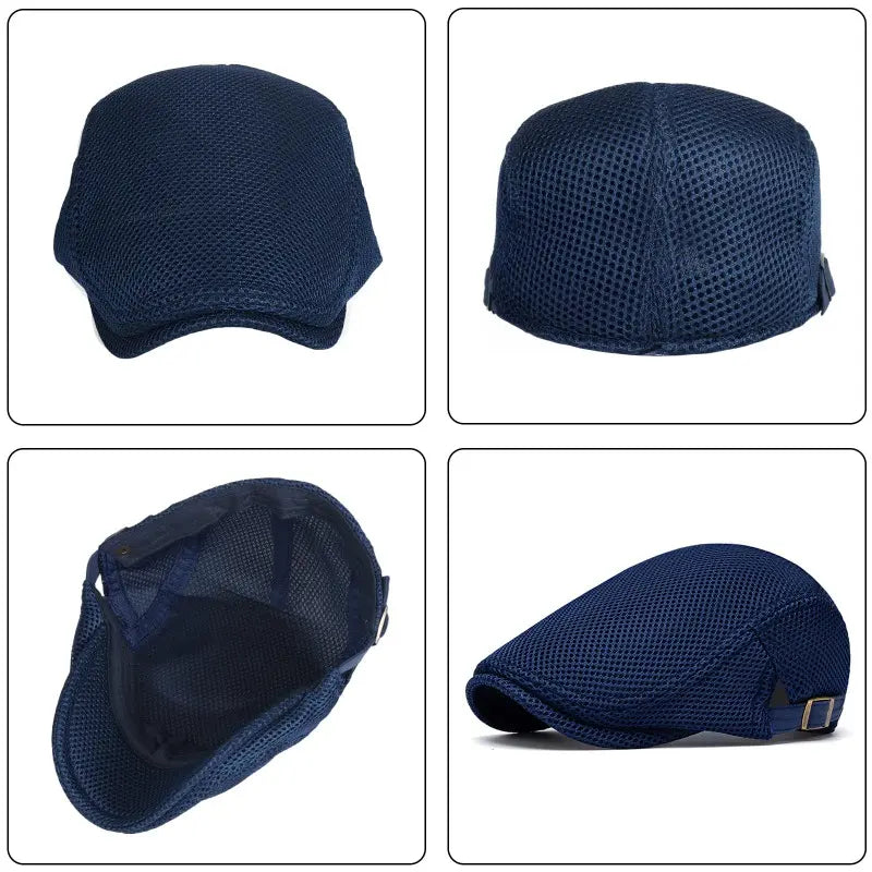 Men's Breathable Mesh Flat Cap – Adjustable Newsboy Ivy Beret Summer Hat