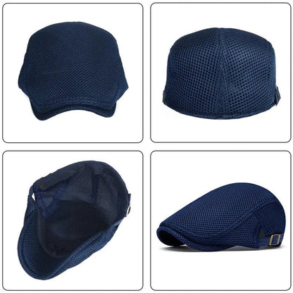 Men's Breathable Mesh Flat Cap – Adjustable Newsboy Ivy Beret Summer Hat