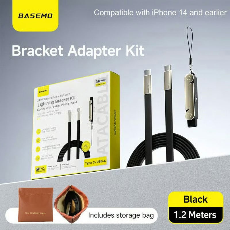 240W Super Fast Charging 360° Rotating Invisible Stand Detachable Two-in-One Charging Cable, Zinc Alloy Silicone Type-C Cable compatible with Apple and Samsung, essential for gaming, office, and car use | Bestselling cutting-edge technology.