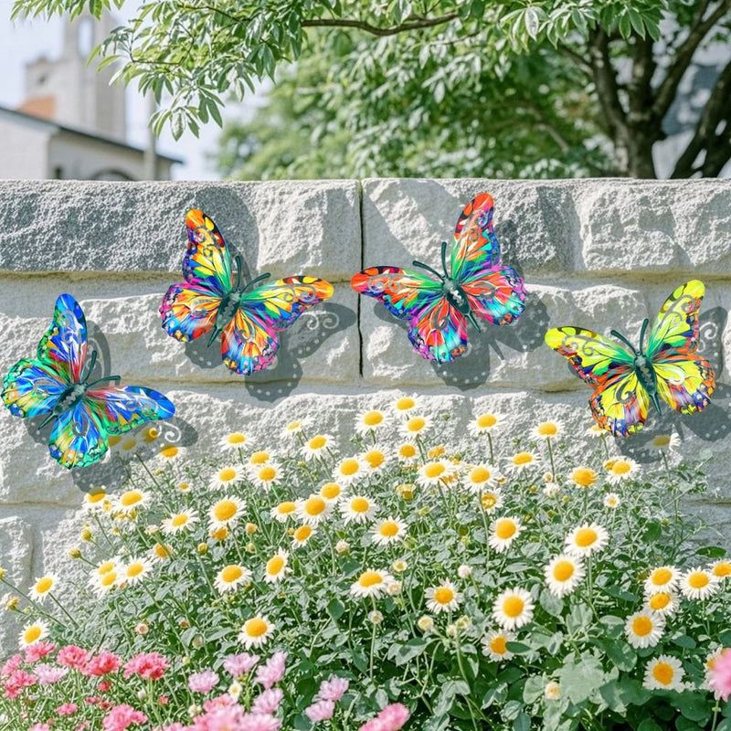 🦋4Pcs Butterfly Metal Wall Decor,Outdoor Hanging Wall Art Sculptures Decoration detail view
