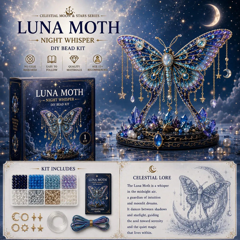 🔥Last Day: BUY 3 GET 1 FREE🌙 Moon Cat Luna Guardian DIY Bead Kit | Celestial Moon & Stars Series detail view