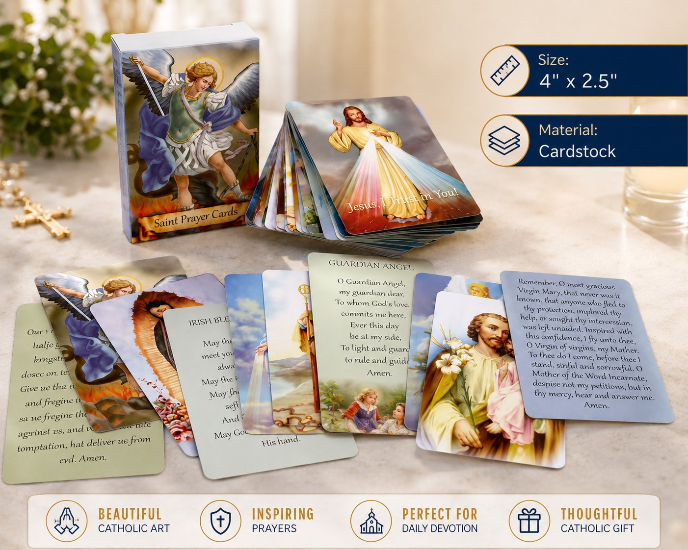 ✝️ Catholic Holy Card Holder – Pocket Prayer Card Organizer with Snap Closure