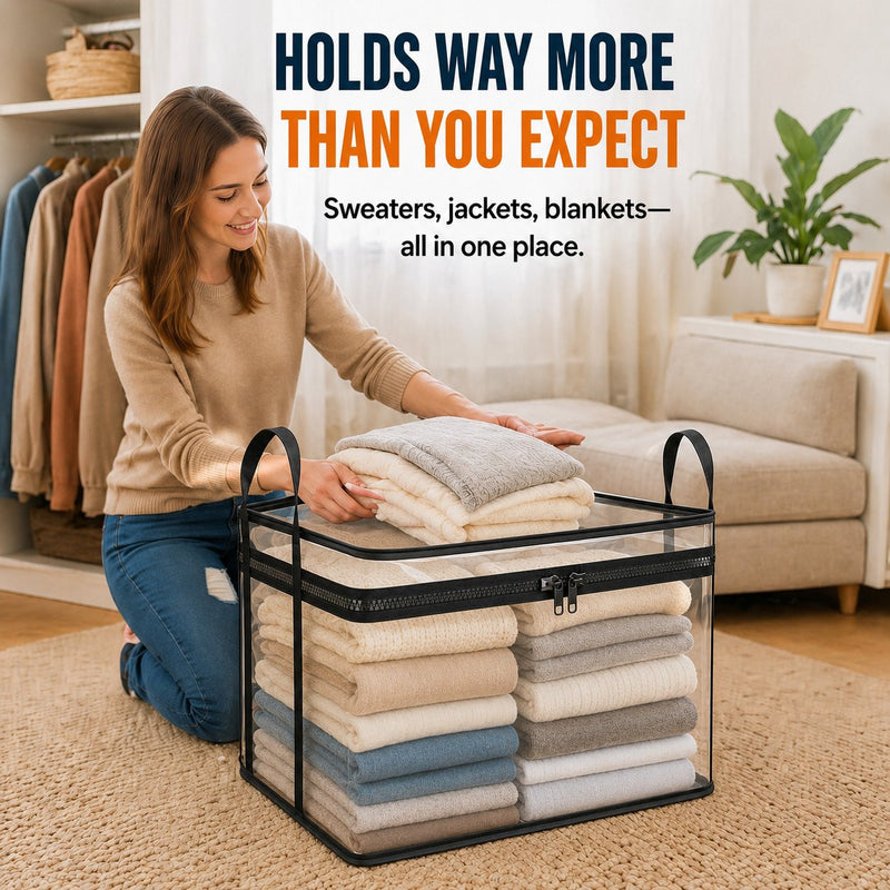 🔥Last Day 49.5% OFF📦Portable Large Heavy-Duty Thick Plastic Clear Storage Box with Hinged Lid detail view