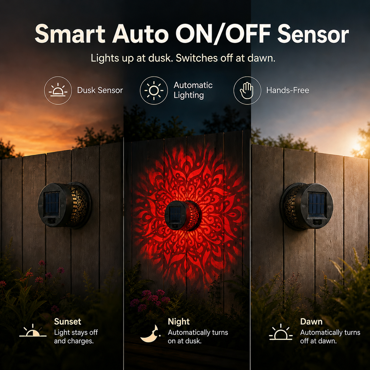 65K+ Sold! 🪐 Mandala Solar Projection Light | Garden Fence Wall Lamp 🌌