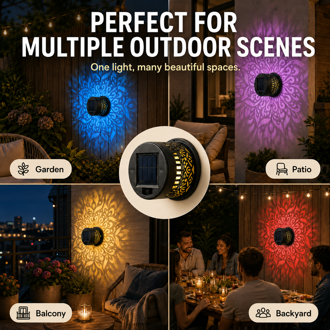 65K+ Sold! 🪐 Mandala Solar Projection Light | Garden Fence Wall Lamp 🌌