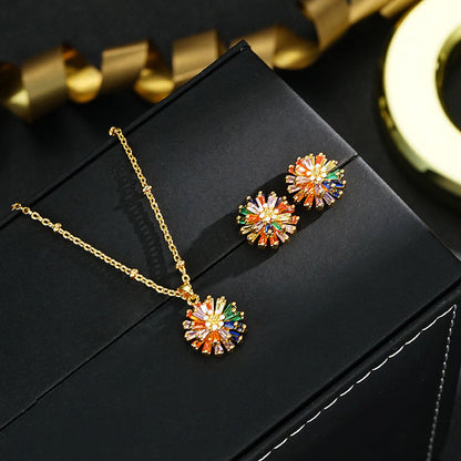 ✨ Colorful Firework Stud Earrings – Cubic Zirconia, 18K Plated, Festive 🎆