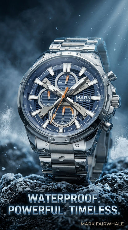 MARK FAIRWHALE Luxury Stainless Steel Chronograph Watch – Timeless Elegance Meets Precision