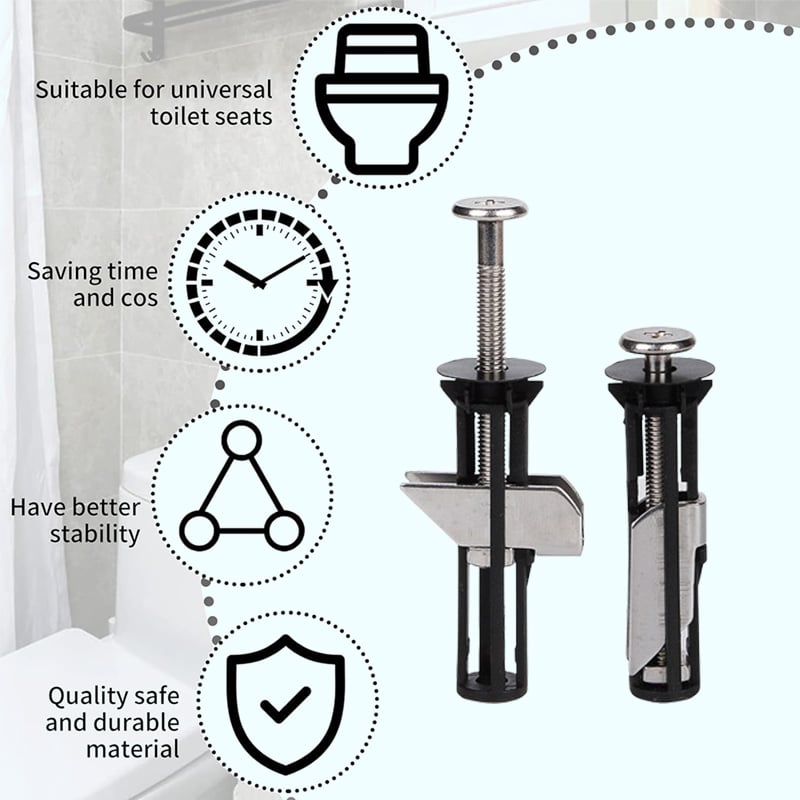 2 Pcs Heavy Duty Toilet Seat Fastener Bolt kit