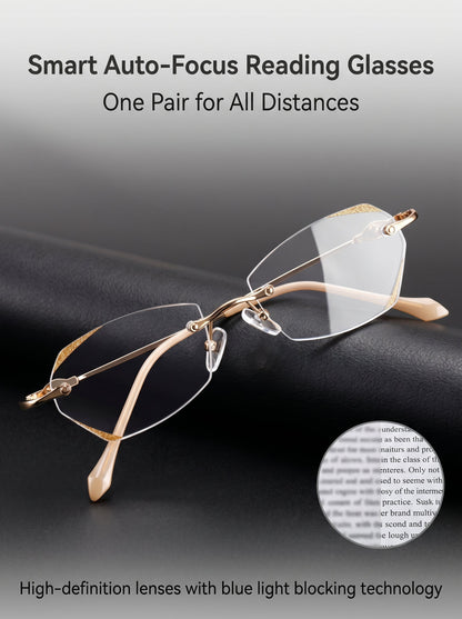 Lowest price of 2026 🔥 High-end titanium alloy frameless reading glasses with beveled edges 👍 Blocks blue light, radiation, and ultraviolet rays, relieving eye fatigue 👓️