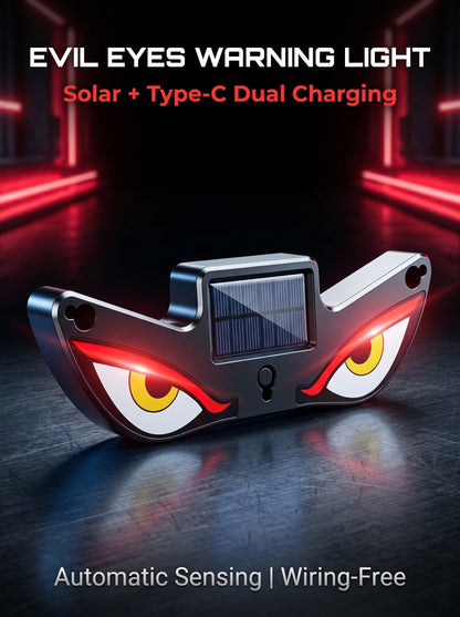 😈 Devil eye LED effect, high visibility at night! ☀️ Solar + Type-C dual charging, no wiring needed!