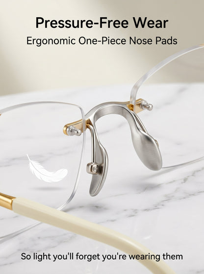 Lowest price of 2026 🔥 High-end titanium alloy frameless reading glasses with beveled edges 👍 Blocks blue light, radiation, and ultraviolet rays, relieving eye fatigue 👓️