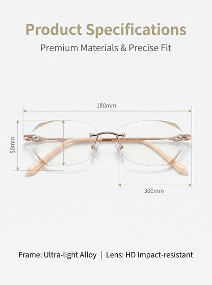 Lowest price of 2026 🔥 High-end titanium alloy frameless reading glasses with beveled edges 👍 Blocks blue light, radiation, and ultraviolet rays, relieving eye fatigue 👓️