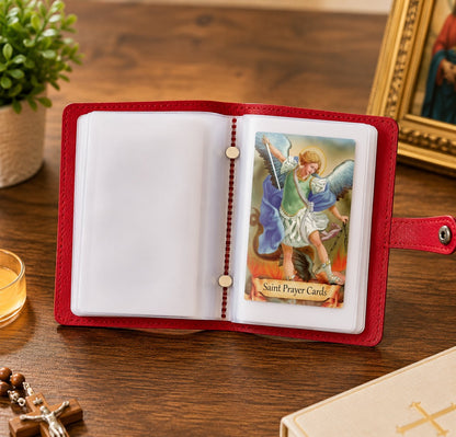 ✝️ Catholic Holy Card Holder – Pocket Prayer Card Organizer with Snap Closure