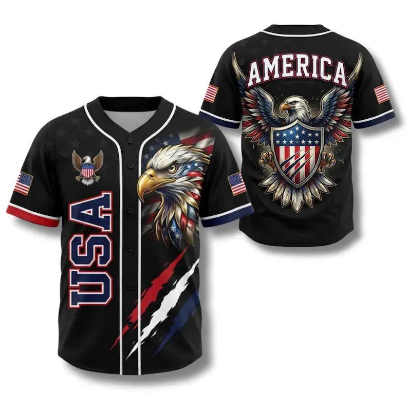USA 250th Anniversary All-Over Print Patriotic Baseball Jersey
