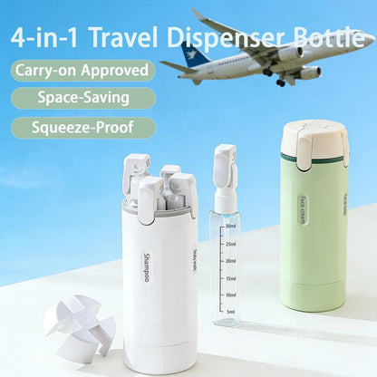 🔥4-in-1 Travel Dispenser Bottle⚡Leak-Proof Refillable Toiletry Organizer