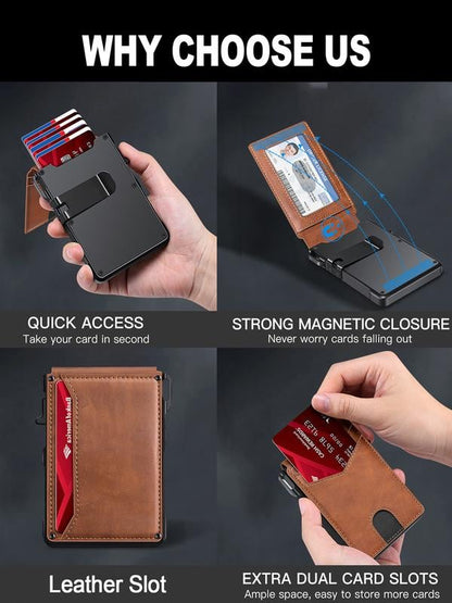 💼🔒Premium Aluminum RFID Blocking Minimalist Wallet for Men