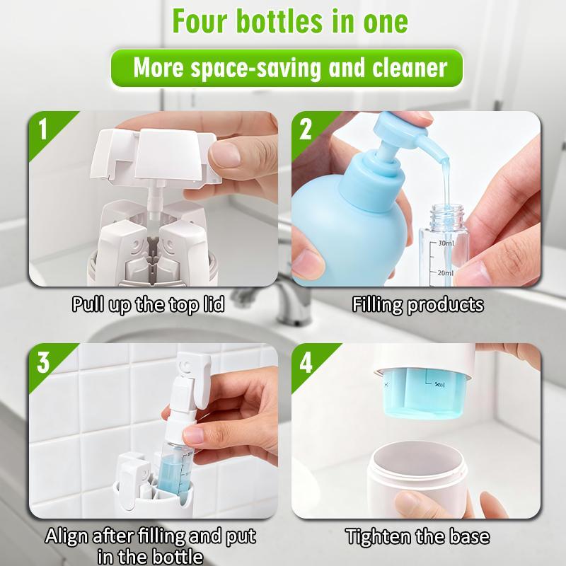 🔥4-in-1 Travel Dispenser Bottle⚡Leak-Proof Refillable Toiletry Organizer