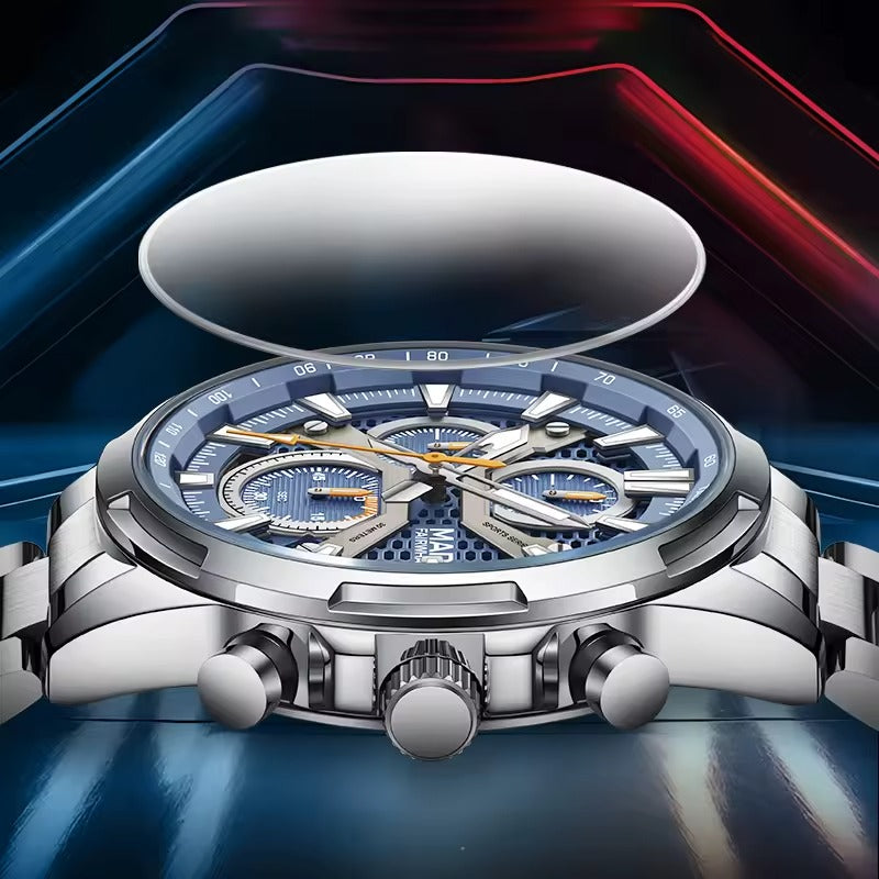 MARK FAIRWHALE Luxury Stainless Steel Chronograph Watch – Timeless Elegance Meets Precision