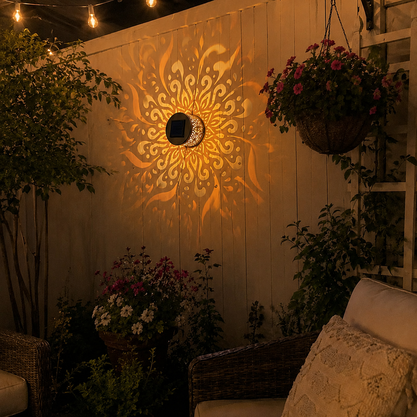 65K+ Sold! 🪐 Mandala Solar Projection Light | Garden Fence Wall Lamp 🌌