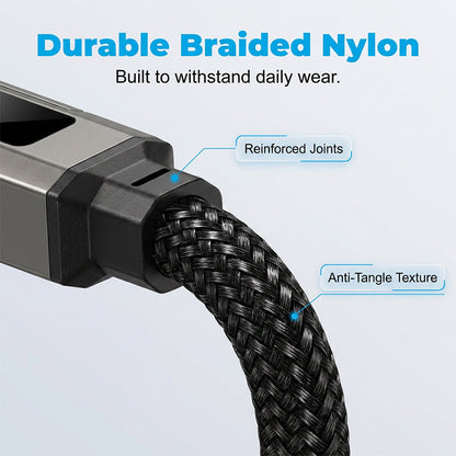 🔌 4-in-1 Charging Cable with Digital Display & Keychain – Fast-Charging, Kink-Resistant & Compact