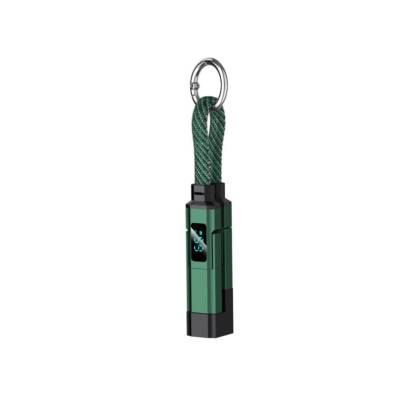 🔌 4-in-1 Charging Cable with Digital Display & Keychain – Fast-Charging, Kink-Resistant & Compact