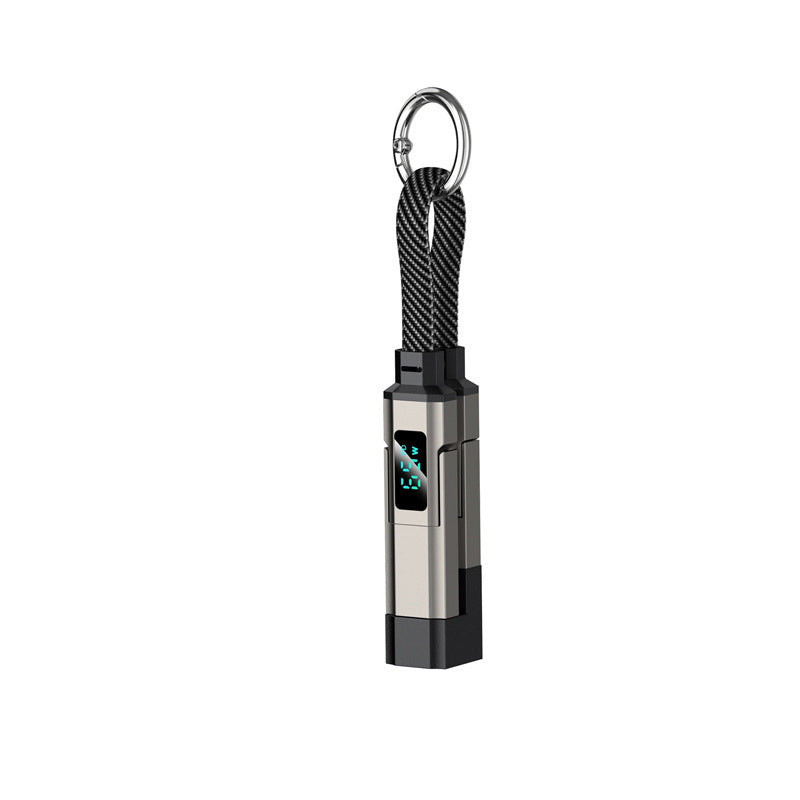 🔌 4-in-1 Charging Cable with Digital Display & Keychain – Fast-Charging, Kink-Resistant & Compact