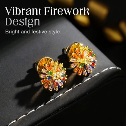 ✨ Colorful Firework Stud Earrings – Cubic Zirconia, 18K Plated, Festive 🎆