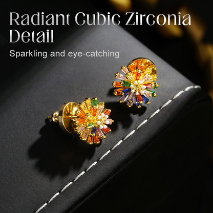 ✨ Colorful Firework Stud Earrings – Cubic Zirconia, 18K Plated, Festive 🎆